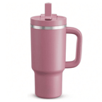 40oz Leakproof Tumbler with Straw & Handle - 24H Ice Retention Stainless Steel Cup - Turkish Rose