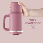 40oz Leakproof Tumbler with Straw & Handle - 24H Ice Retention Stainless Steel Cup - Turkish Rose