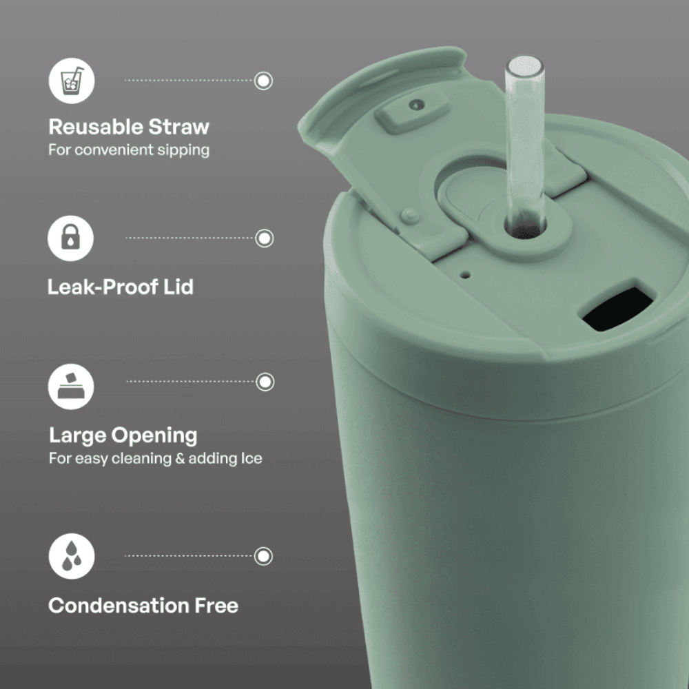 40oz Sage Green Tumbler with Handle & Straw - 50H Cold Insulation - Leakproof Travel Mug