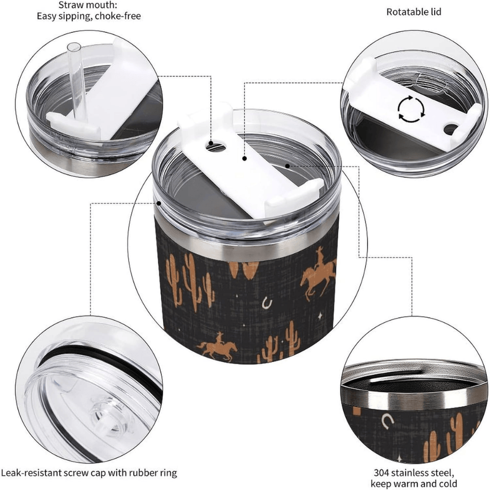 Western Aztec 40oz Tumbler with Handle | Retro Stainless Steel Travel Mug