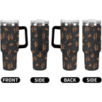 Western Aztec 40oz Tumbler with Handle | Retro Stainless Steel Travel Mug