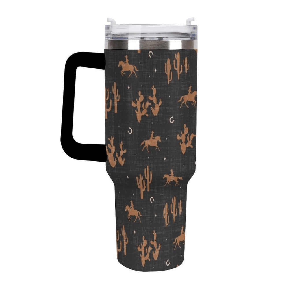 Western Aztec 40oz Tumbler with Handle | Retro Stainless Steel Travel Mug