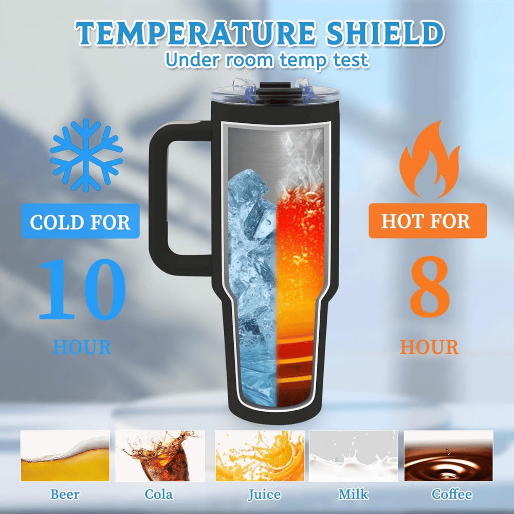 Tarot Black 40oz Tumbler with Handle | Witchy Gothic Stainless Steel Travel Mug