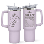 "To My Wife" Purple 40oz Tumbler with Handle | Romantic Anniversary Gift from Husband