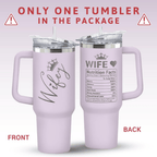 "To My Wife" Purple 40oz Tumbler with Handle | Romantic Anniversary Gift from Husband
