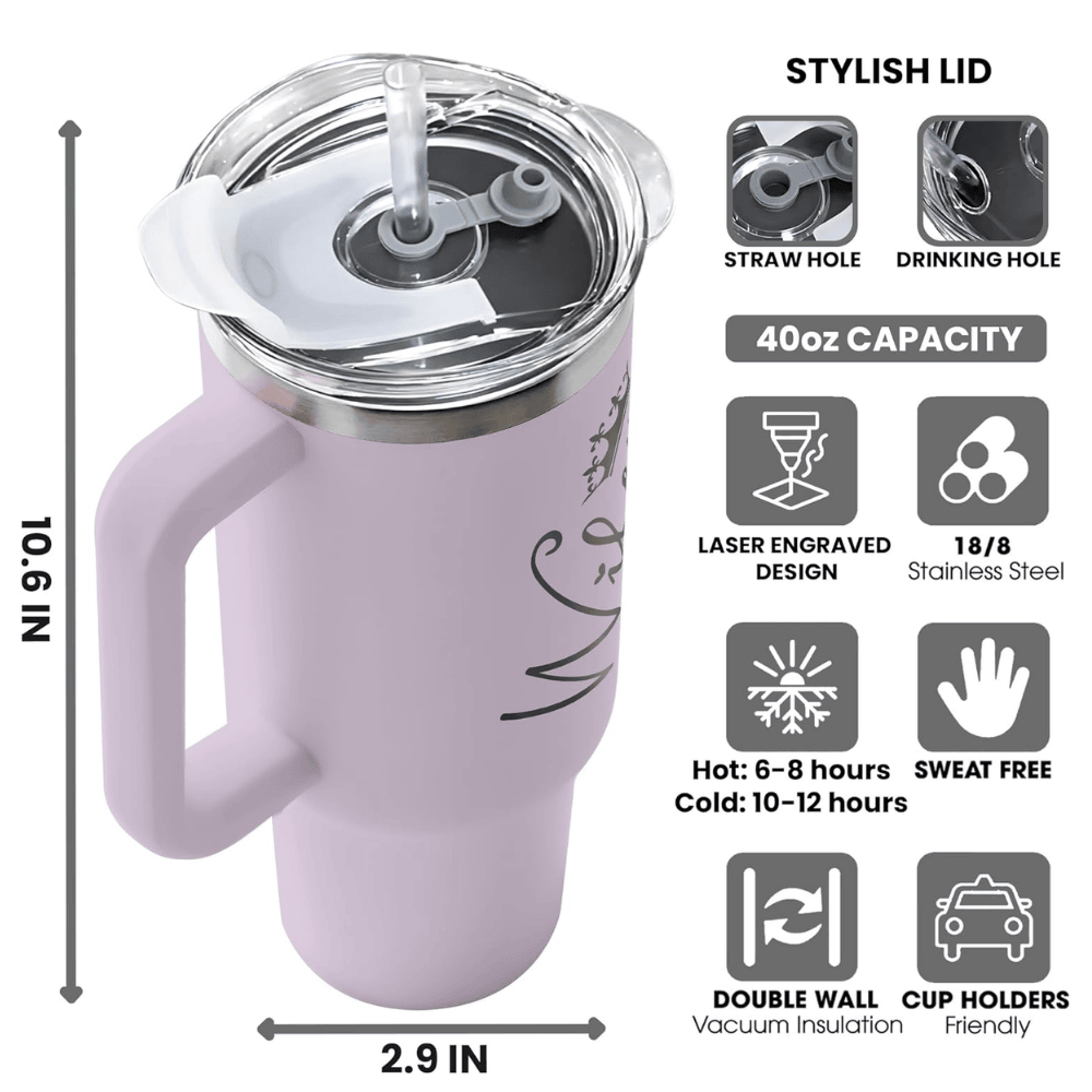 "To My Wife" Purple 40oz Tumbler with Handle | Romantic Anniversary Gift from Husband