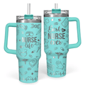 Nurse Appreciation 40oz Tumbler with Handle | "Nurse Life" Stainless Steel Gift