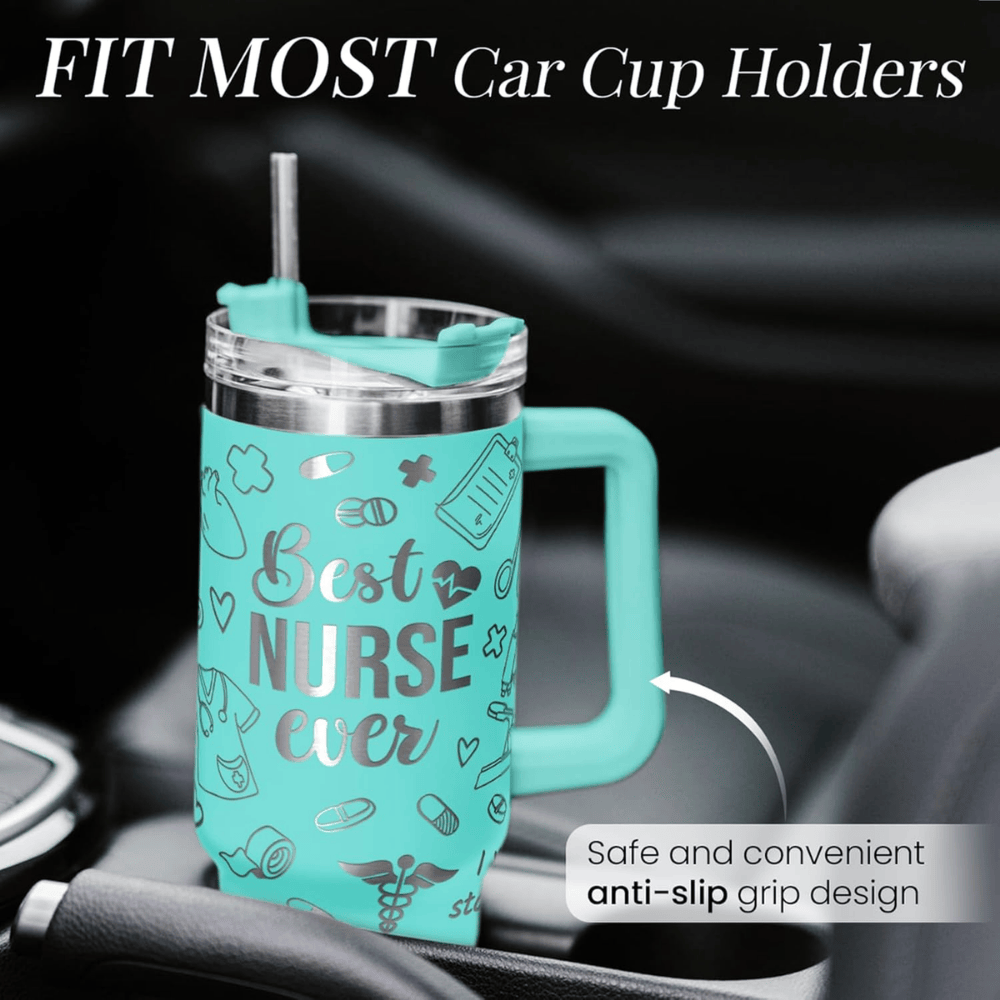Nurse Appreciation 40oz Tumbler with Handle | "Nurse Life" Stainless Steel Gift