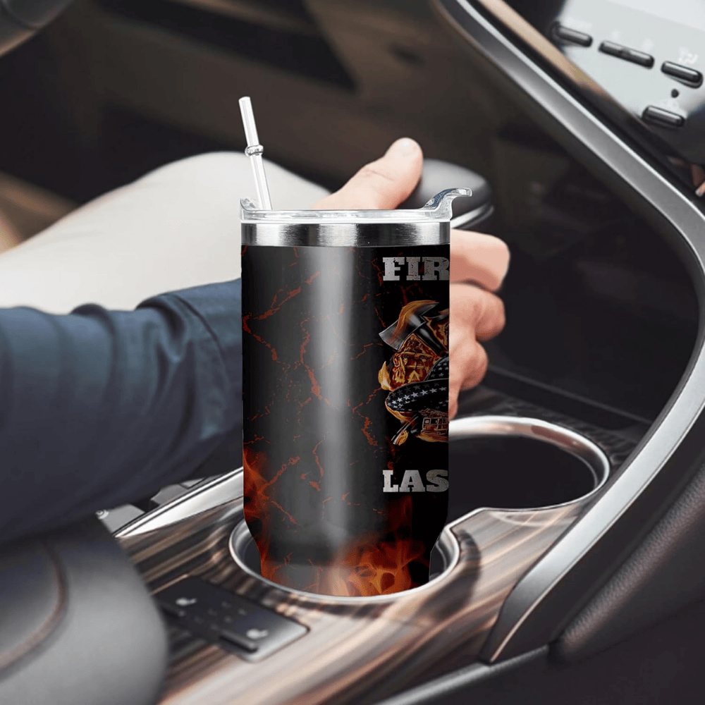 Firefighter Pride 40oz Tumbler with Handle | Stainless Steel Gift for Firemen