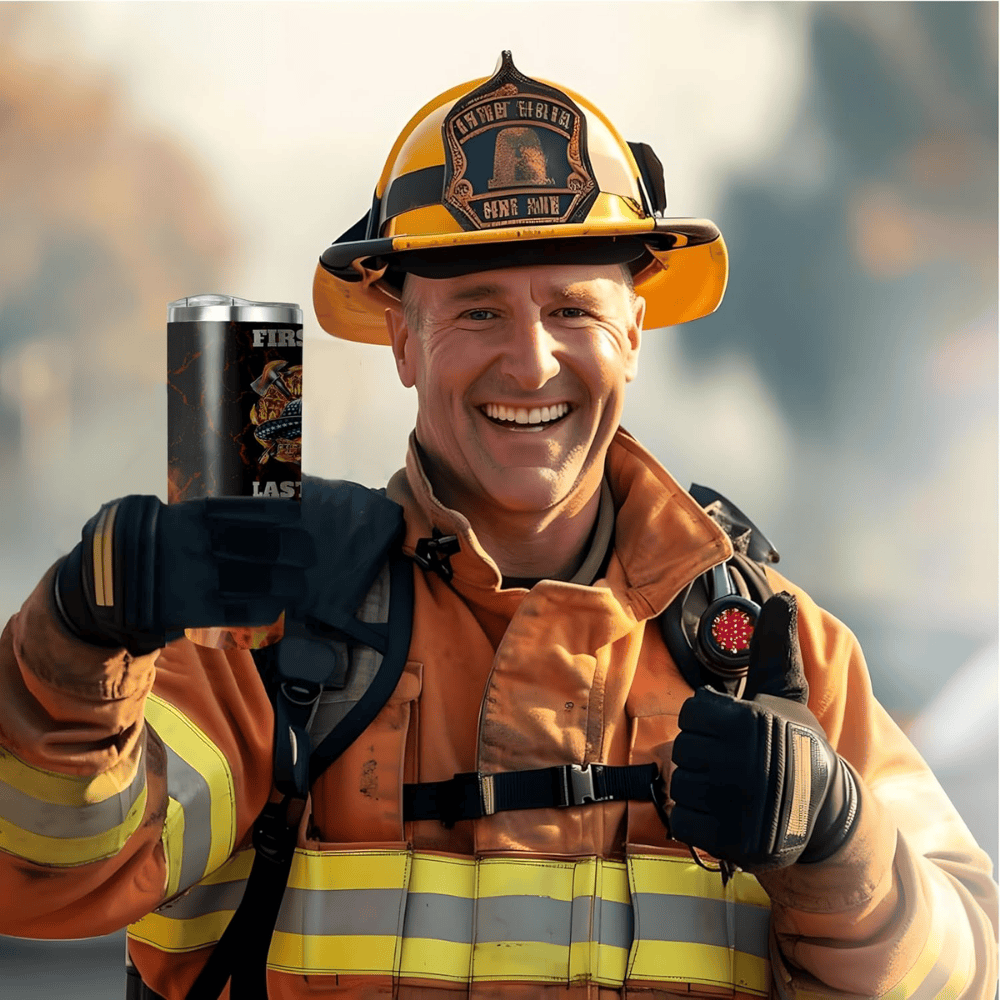 Firefighter Pride 40oz Tumbler with Handle | Stainless Steel Gift for Firemen