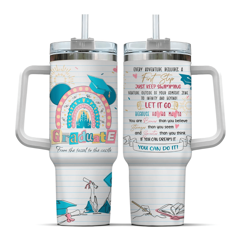 Graduation Castle 40oz Tumbler with Handle | Magical "Next Adventure" Senior Gift