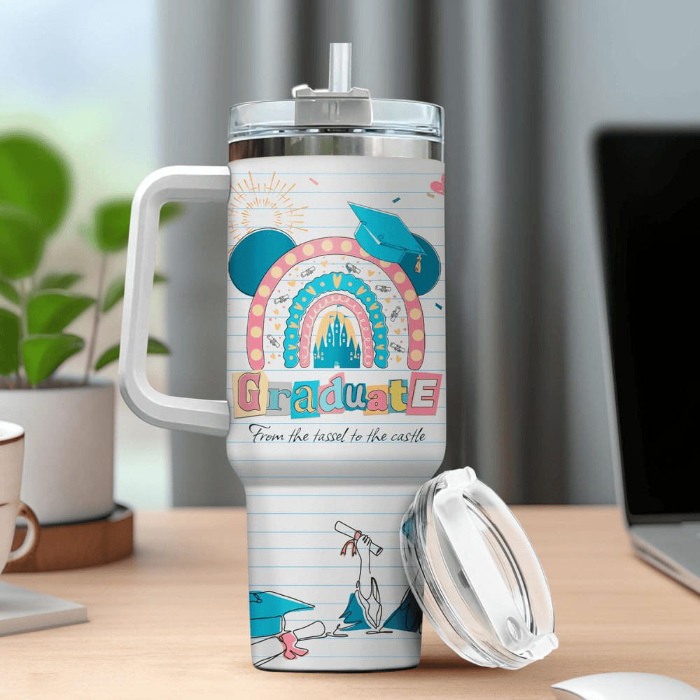 Graduation Castle 40oz Tumbler with Handle | Magical "Next Adventure" Senior Gift