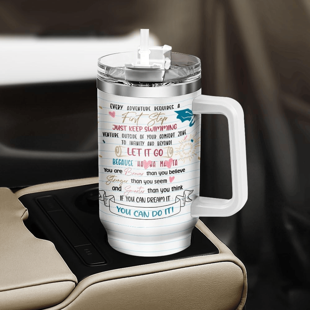 Graduation Castle 40oz Tumbler with Handle | Magical "Next Adventure" Senior Gift