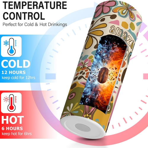 Amazing Grace 20oz Skinny Tumbler | Retro Floral Christian Stainless Steel Travel Mug