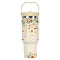 30oz Classic Floral Tumbler with Handle | Insulated Travel Cup with Straw