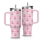 30oz Pink Bow & Cherry Tumbler with Handle | Coquette Insulated Travel Cup