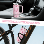 30oz Pink Bow & Cherry Tumbler with Handle | Coquette Insulated Travel Cup
