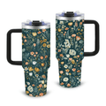 30oz Botanical Wildflower Tumbler with Handle | Leak-Proof Floral Travel Mug