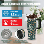 30oz Botanical Wildflower Tumbler with Handle | Leak-Proof Floral Travel Mug