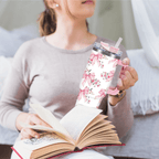 40oz Coquette Pink Bow & Rose Tumbler with Handle | Watercolor Floral Travel Cup