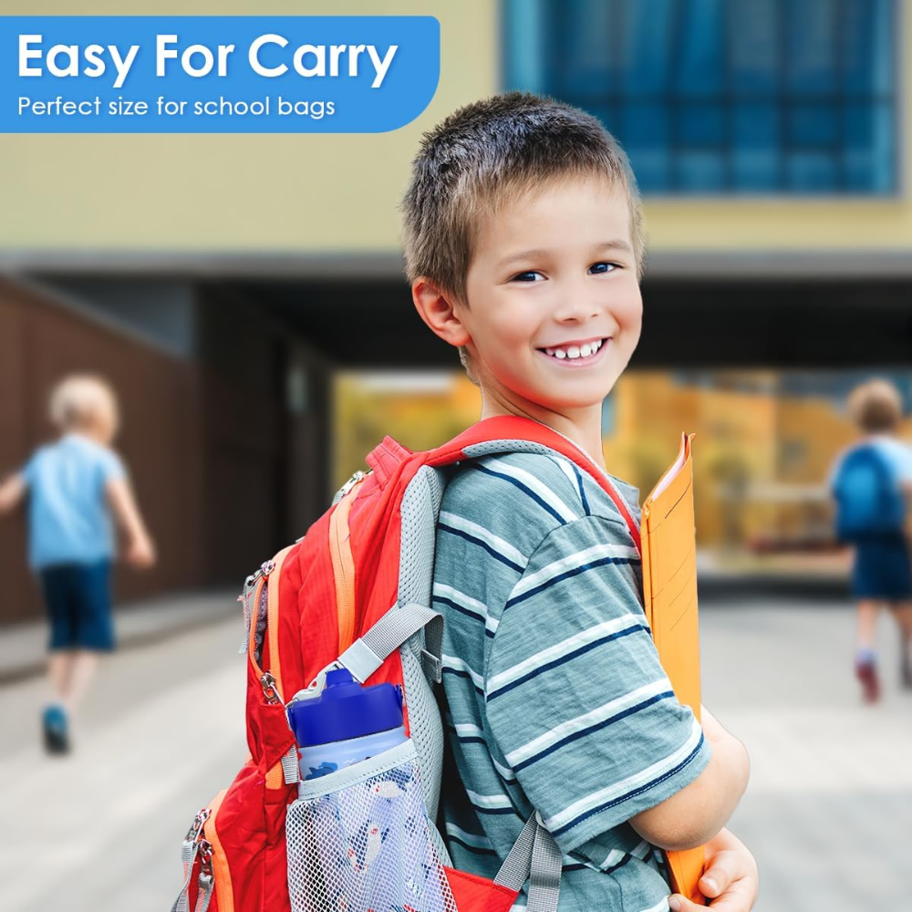 12oz Shark Kids Water Bottle with Straw Lid | Insulated Stainless Steel Tumbler