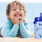 12oz Shark Kids Water Bottle with Straw Lid | Insulated Stainless Steel Tumbler