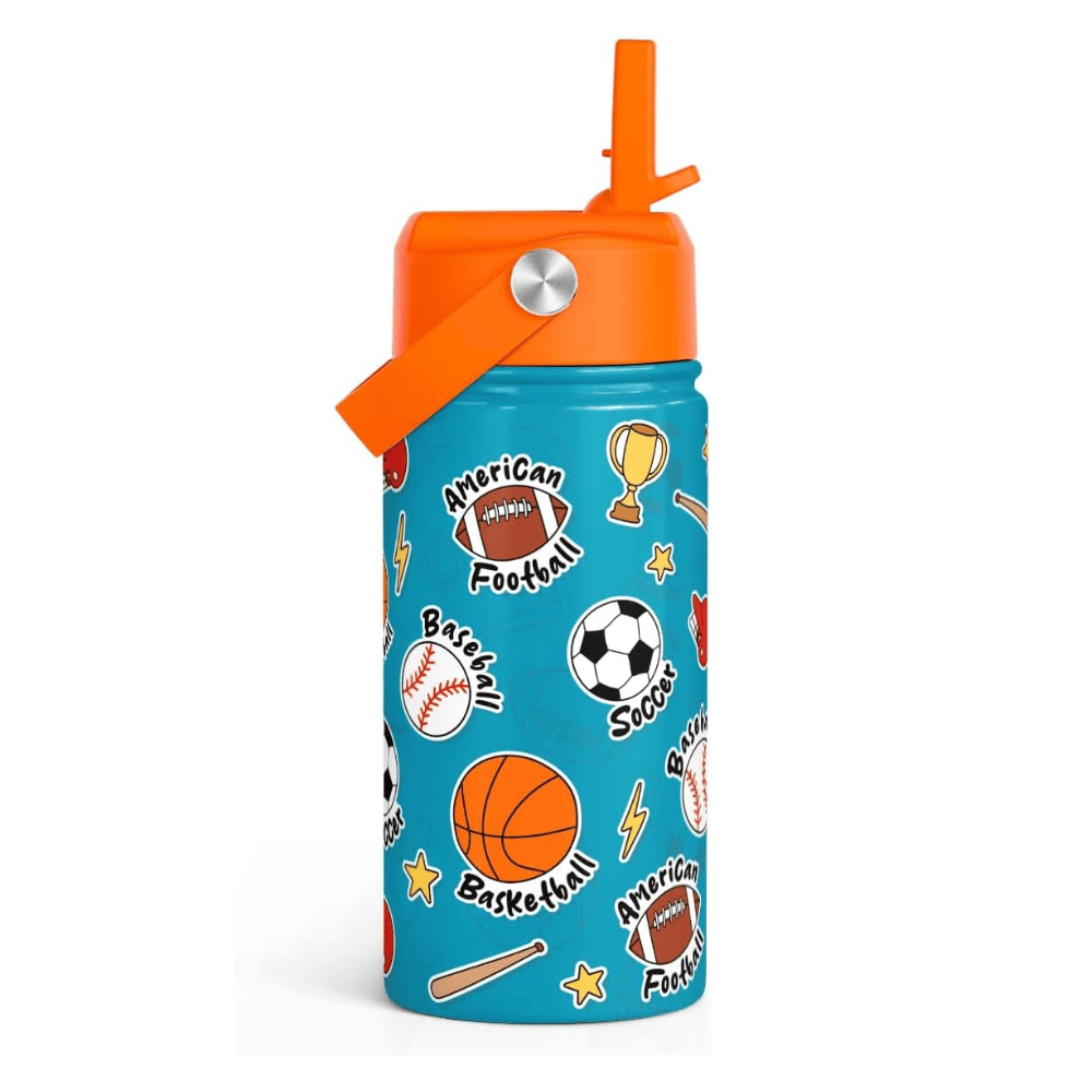 12oz Game On Sports Water Bottle with Straw Lid | Kids Insulated Travel Tumbler
