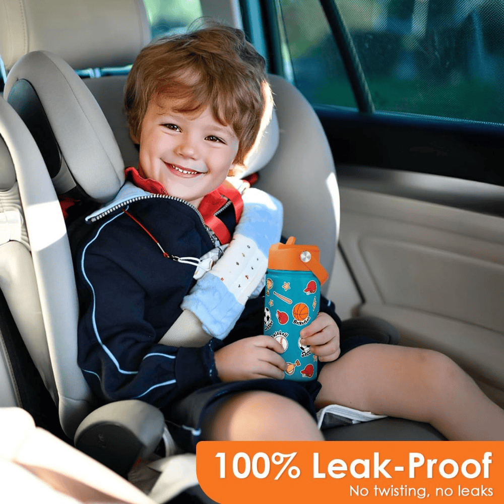 12oz Game On Sports Water Bottle with Straw Lid | Kids Insulated Travel Tumbler