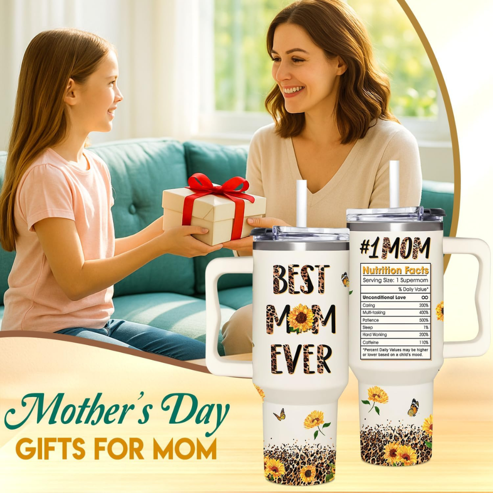 "Best Mom Ever" 40oz Tumbler with Handle | The Ultimate Appreciation Gift for Mom