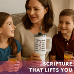 Faith-Inspired 40oz Tumbler with Handle | "Walk by Faith" Bible Verse Travel Mug