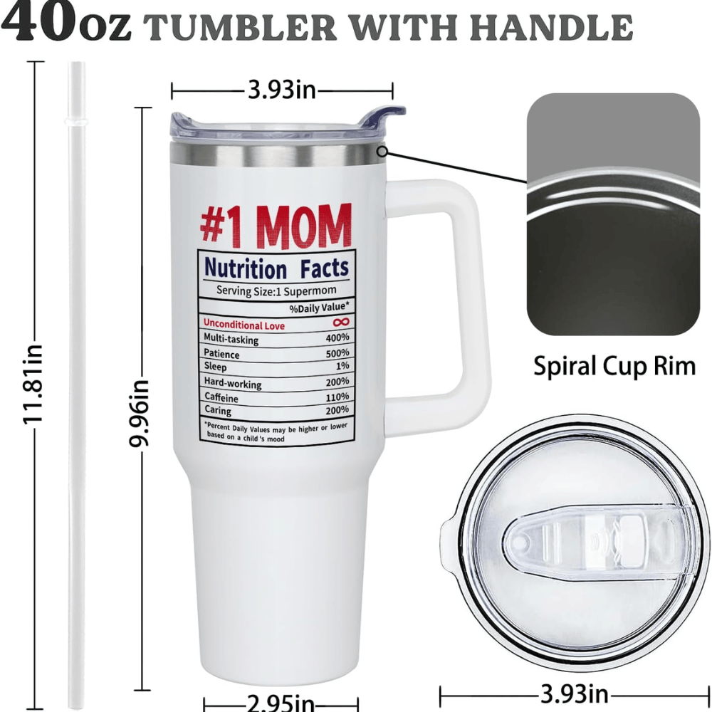 "NO.1 Mom" 40oz Insulated Tumbler | The Ultimate Trophy for the World's Best Mom