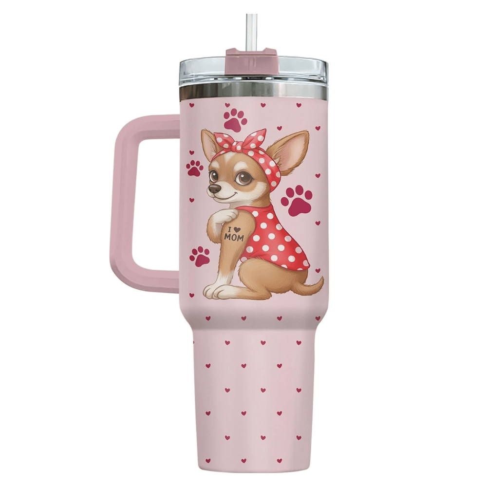 40oz "Chihuahua Mummy" Tumbler with Handle | The Ultimate Gift for Proud Dog Moms