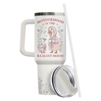 40oz "Mama Goose" Tumbler with Handle | The "Motherhood is the Realest Hood" Gift