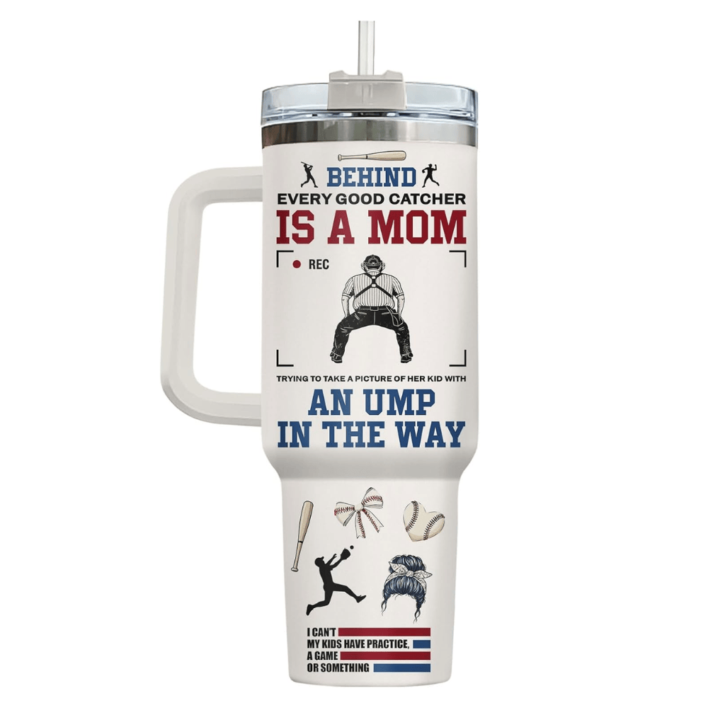 40oz "Baseball Mom" Tumbler with Handle | The Ultimate Bleacher-Ready Travel Mug