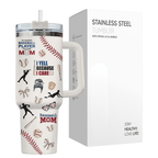 40oz "Baseball Mom" Tumbler with Handle | The Ultimate Bleacher-Ready Travel Mug