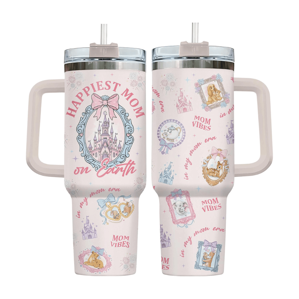 40oz "Mommy Era" Magic Tumbler | Whimsical Pink Castle Mom Vibes Travel Mug