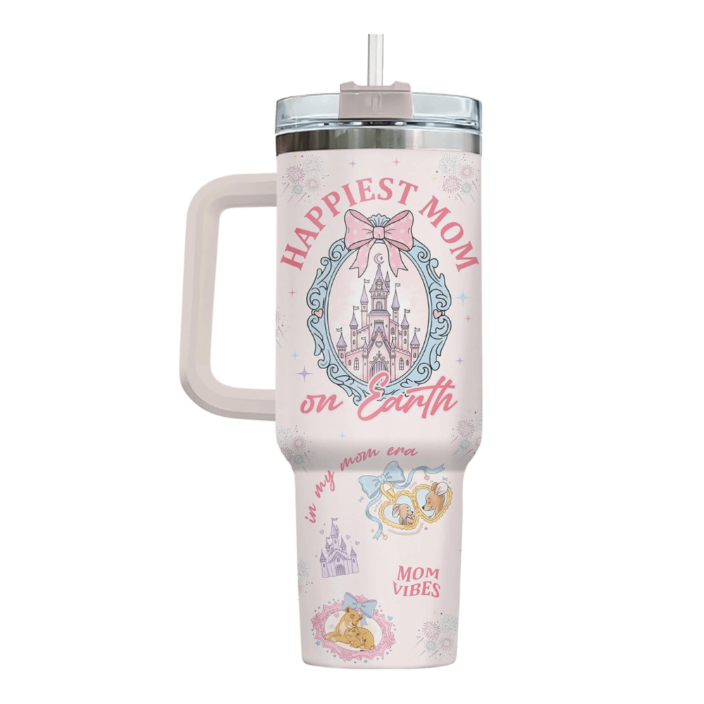 40oz "Mommy Era" Magic Tumbler | Whimsical Pink Castle Mom Vibes Travel Mug