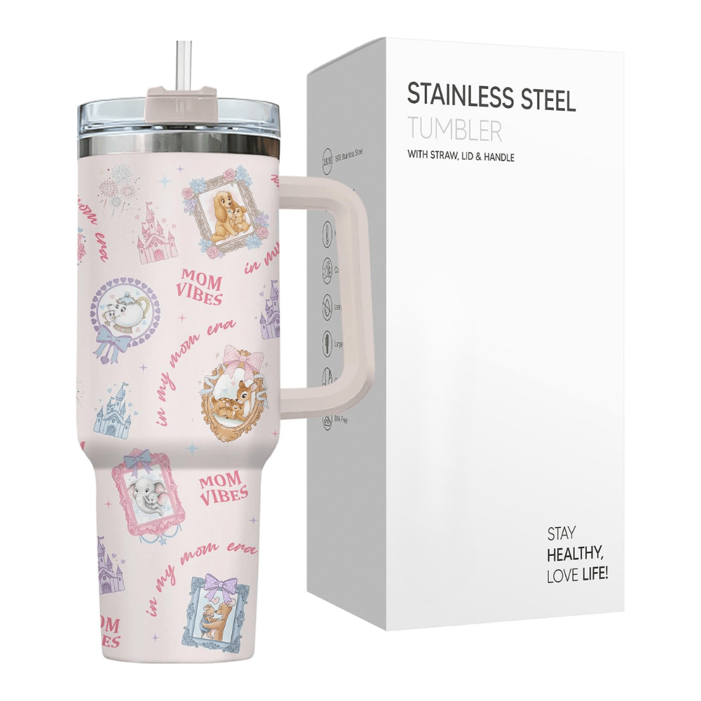 40oz "Mommy Era" Magic Tumbler | Whimsical Pink Castle Mom Vibes Travel Mug