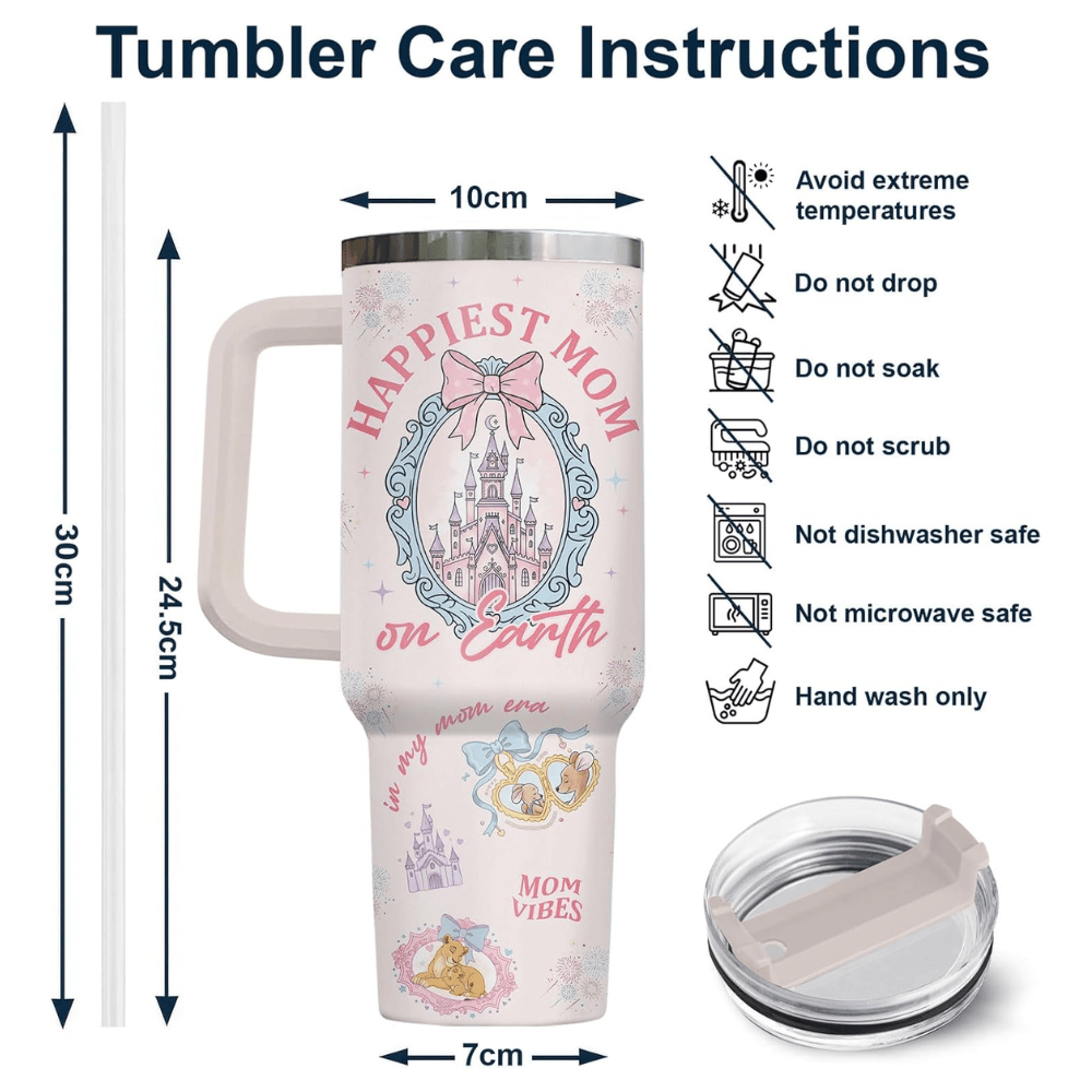 40oz "Mommy Era" Magic Tumbler | Whimsical Pink Castle Mom Vibes Travel Mug