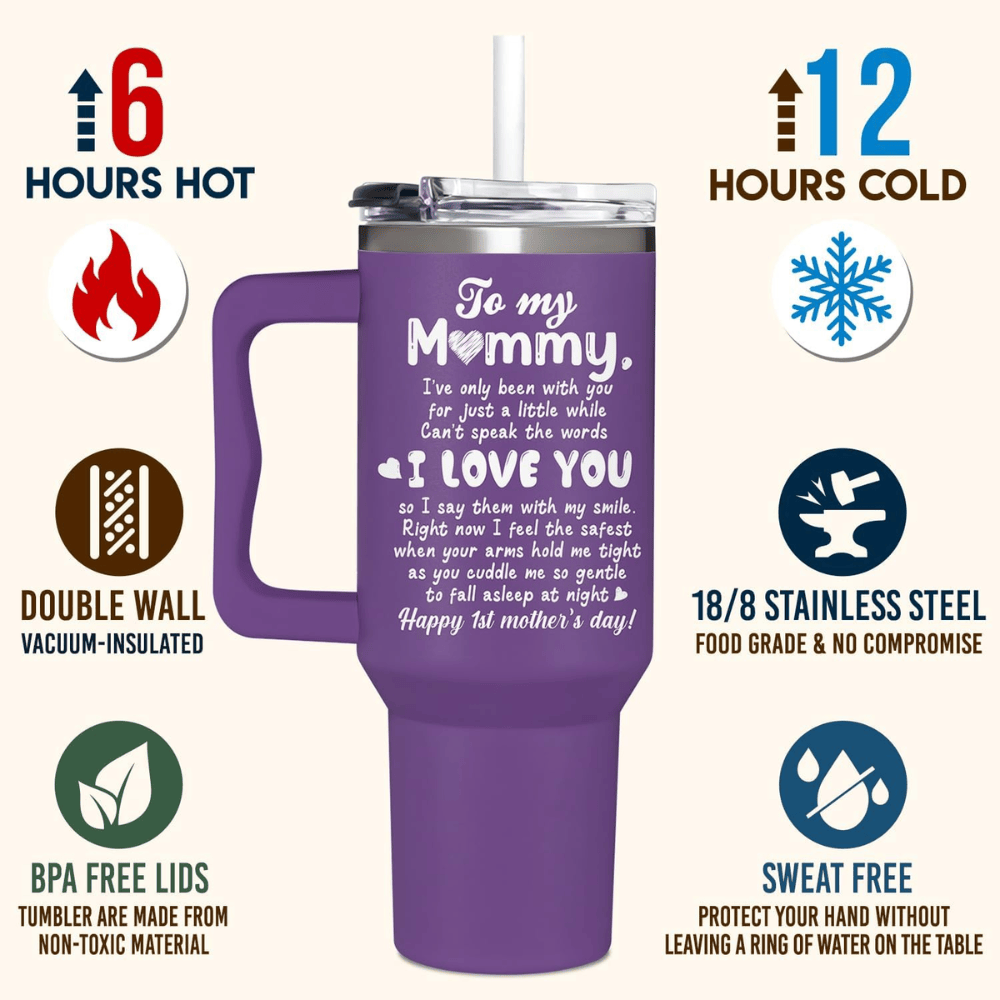 40oz "First Mother’s Day" Elephant Tumbler | Sentimental Milestone Gift for New Moms