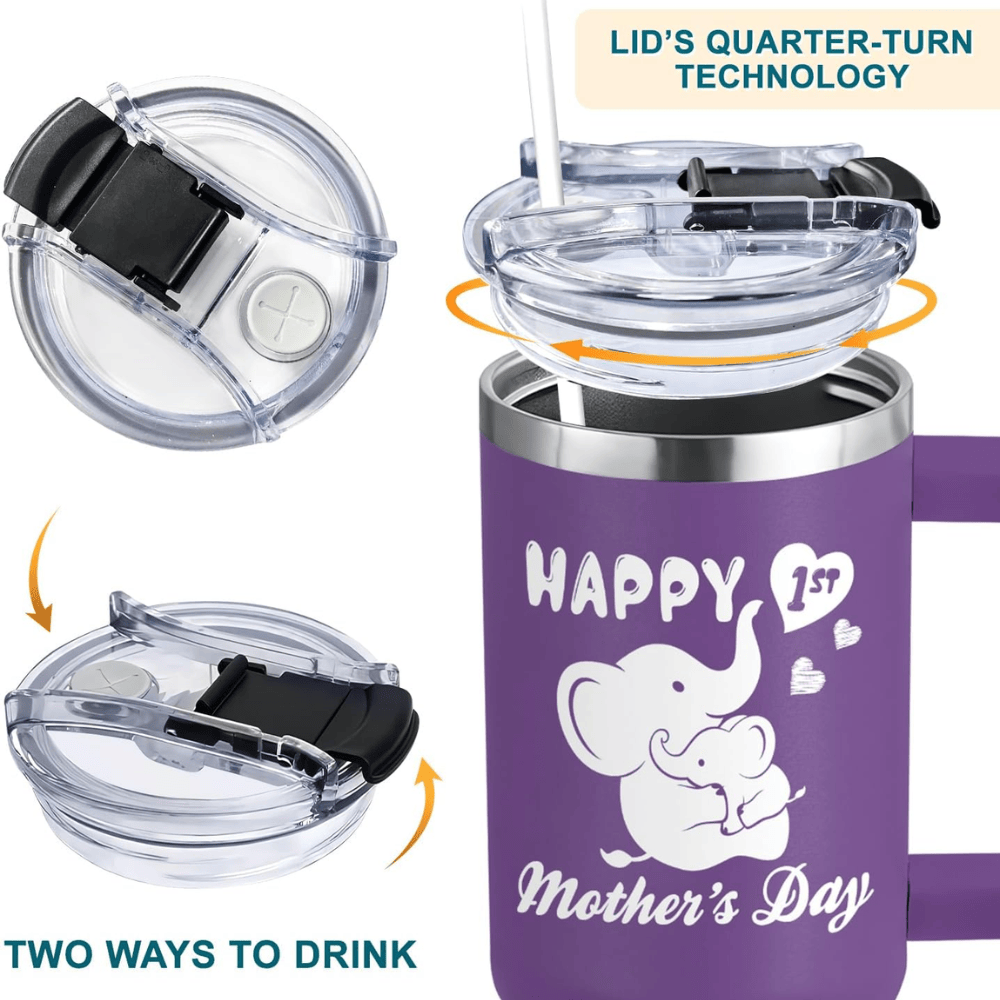 40oz "First Mother’s Day" Elephant Tumbler | Sentimental Milestone Gift for New Moms