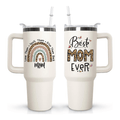 40oz "Best Mom Ever" Leopard & Butterfly Tumbler | Triple-Insulated Power Mug with Handle