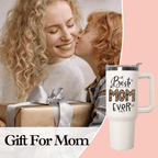 40oz "Best Mom Ever" Leopard & Butterfly Tumbler | Triple-Insulated Power Mug with Handle