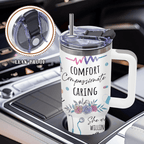 "Nursing is a Work of Heart" 40oz Tumbler | Premium Nurse Appreciation Gift Set with Steel Straws
