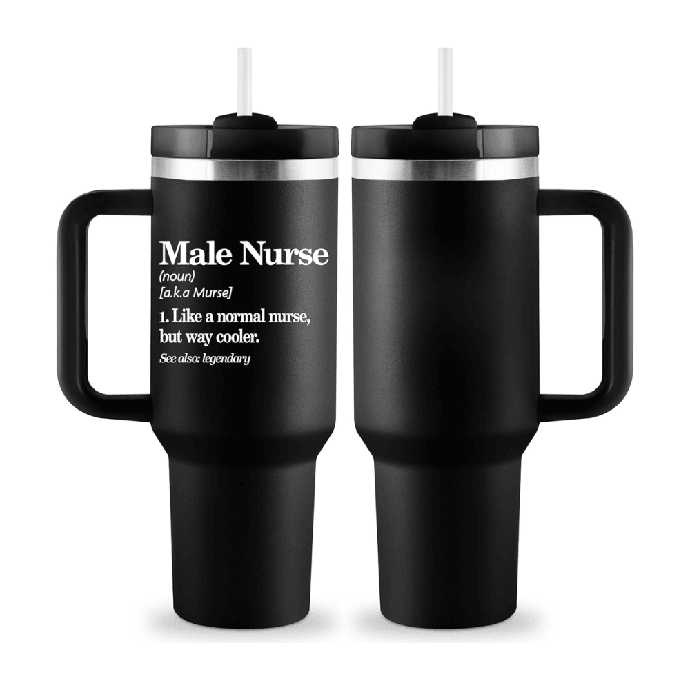 40oz "Male Nurse" Premium Tumbler | Bold Black Insulated Mug for the Modern Murse