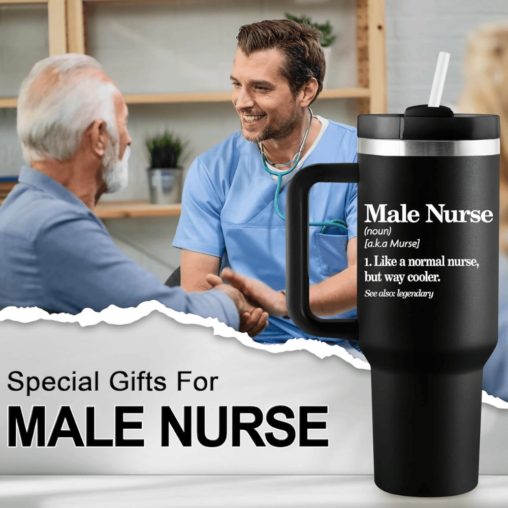 40oz "Male Nurse" Premium Tumbler | Bold Black Insulated Mug for the Modern Murse