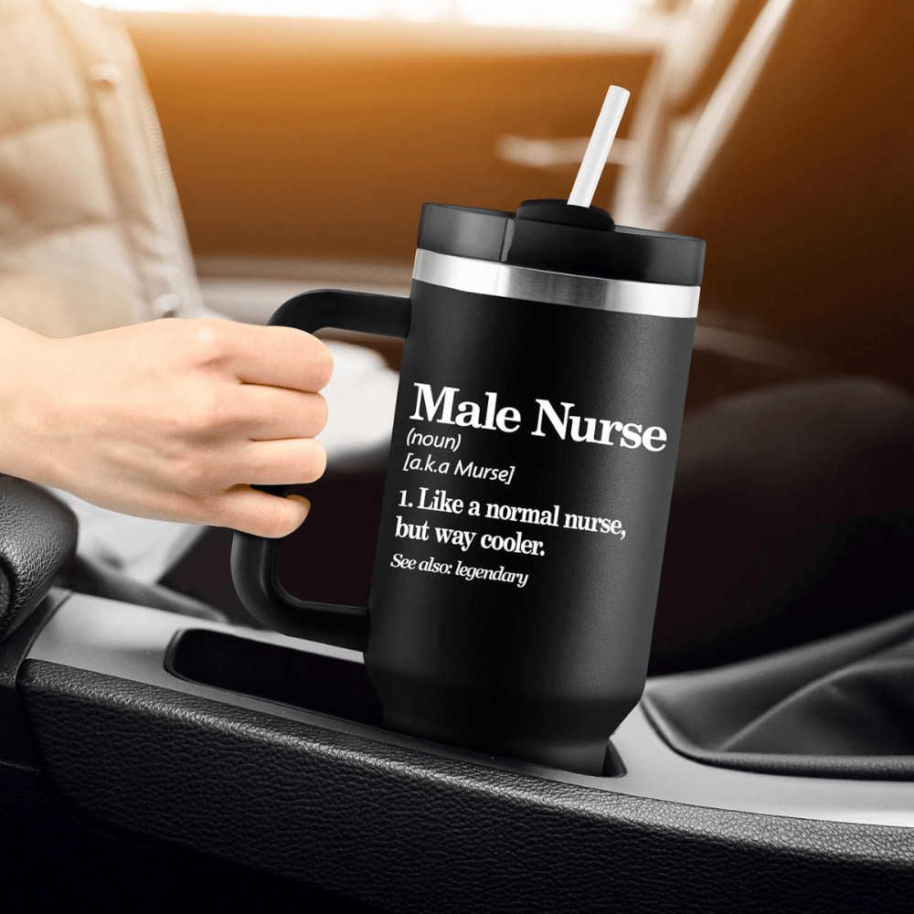 40oz "Male Nurse" Premium Tumbler | Bold Black Insulated Mug for the Modern Murse