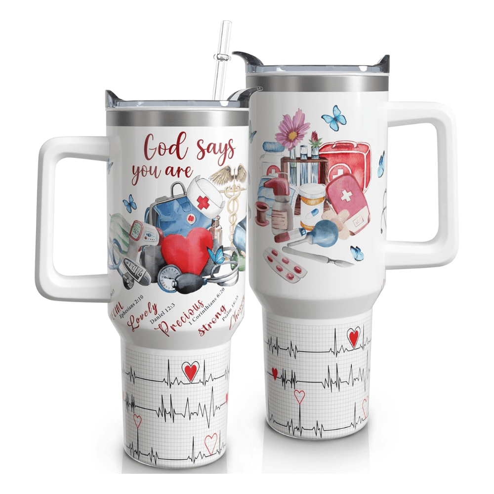 "Faith & Healing" 40oz Nurse Tumbler | Premium 4-Layer Insulated Christian Healthcare Gift