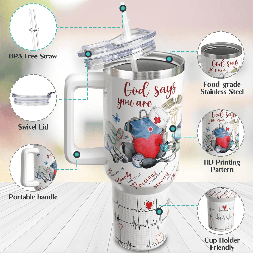 "Faith & Healing" 40oz Nurse Tumbler | Premium 4-Layer Insulated Christian Healthcare Gift