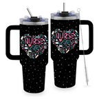 "Classic Noir" 40oz Nurse Tumbler | Aesthetic Floral Appreciation Gift with Metal Straw Set